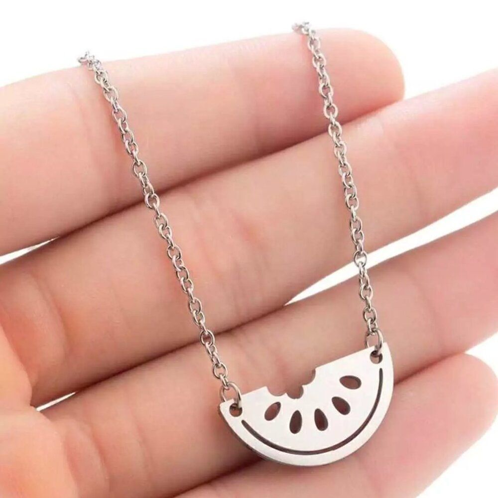 Watermelon Pendant Necklace in Silver